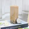 Botella cuadrada de 500 ml de alta apariencia para té de leche de celebridad de Internet, botella de plástico desechable PET transparente para jugo, bebida