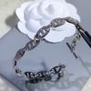 Pulsera de Plata Pura con Incrustaciones Completas de Diamante, Pulsera Versátil y Elegante con Cierre Ot, Collar Dopamina Estrellado, Collar Largo de Diseñador