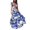 2025 Site Independente Transfronteiriço Europeu e Americano Roupas Femininas Boêmio Sexy Estampado Sem Mangas Vestido Conjunto de Duas Peças Atacado