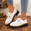 Transfronterizo Tallas Grandes Otoño 2026 Nuevo Punta Redonda Zapatos Pequeños de Cuero para Mujer Moda Europea Americana Suela Gruesa Aumentadores de Altura Mocasines En Stock