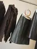 Saia de couro evasê estilo Melard para mulheres, nova coleção de outono, toque de alta qualidade, caimento solto, emagrecedora, cintura elástica, meia-saia moderna e versátil