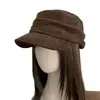 Chapéu Flat Suede Liso Plissado Equitação Retrô Desgastado Casual Boina Versátil Feminina Estilo Japonês Outono/Primavera Chapéu Octogonal
