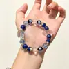 Pulseira de contas única com Sutra do Coração em vidro azul, produto novo original, adequada para locais cênicos e templos, pulseira unissex com contas de formato irregular, atacado