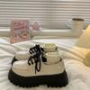 Zapatos Mary Jane Pequeños de Cuero para Mujer Suela Gruesa Estudiante Japonés Aumento de Altura Zapatos JK Love Punta Redonda Zapatos Blancos Vintage con Cordones