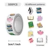 500 Hojas/Rollo Pegatinas en Rollo Serie Original de Libros para Decoración Estuche de Teléfono DIY Monopatín Taza de Agua Pegatinas de PVC Transfronterizas