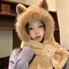 Conjunto de Dos Piezas con Orejas de Zorro de Nuevo Estilo para Otoño e Invierno, Bufanda-Gorro de Una Pieza Cálida y Resistente al Frío, Conjunto de Dos Piezas de Bufanda para Cuello de Mujer, Gorro de Felpa Grueso