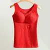 Ventas Directas de Fábrica Superventas Transfronteriza Chaleco Cálido de Lana para Mujer Top de Capa Base de Encaje Otoño e Invierno con Almohadillas en el Pecho Control de Abdomen Ropa Interior para Mujer