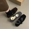 Zapatos peludos elegantes y sofisticados para mujer, perfectos para usar en exteriores, nueva colección otoño/invierno 2024, estilo retro francés, elegantes zapatos planos Mary Jane