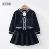 Estilo Otoño e Invierno Ropa de Punto para Niña Estilo Academia Top Falda Plisada Conjunto de Dos Piezas Elegante para Bebé Niña Conjunto Coreano a la Moda