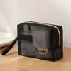 Nova Bolsa de Maquiagem de Rede Bolsa de Armazenamento de Cosméticos de Viagem Grande Capacidade Portátil Tecido de Rede Transparente Lavável