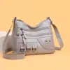 Nueva bolsa bandolera tejida de gran capacidad de moda transfronteriza, versión coreana, simple y elegante, bolsa para mamá de cuero suave con múltiples compartimentos para mujer