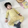 Traje de Otoño e Invierno Grueso sin Huesos con Dibujos Animados de Cerdo Feliz para Niños, Pantalones Largos, Suéter de Algodón Lija para Bebés Niños y Niñas