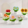 Ramo Pequeño de Punto Transfronterizo en Maceta Regalo para el Día del Maestro Producto Terminado Hilo Girasol Flor Artificial Decoración de Escritorio