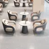 Juego de Mesa de Negociación para Oficina de Ventas Moderno de Lujo Ligero con una Mesa Redonda y Cuatro Sillas, Combinación de Mesa y Sillas para Recepción y Reuniones