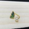 Anillo de Perla de Agua Dulce con Pintura al Óleo Colorida Flor Joyería de Mano Elegante Moda Lujo Accesible Anillo Versátil de Alta Gama Joyería para Mujeres
