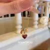 ¡Uso por ambos lados! Collar Colgante Anillo Corredizo Corazón de Melocotón Gota de Aceite Roja Diseño de Nicho Lujo Ligero Gama Alta Cadena Versátil para Suéter
