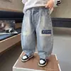 Pantalones Vaqueros para Niños Primavera y Otoño 2026 Nuevo Estilo Pantalones Coreanos para Niños Pantalones Casuales Trendy de Pierna Recta para Bebé