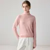 Outono e Inverno 100% Caxemira Pura Tricô Elegante de Gola Alta para Mulheres Textura de Caxemira Macia e Flexível Suéter de Estilo Básico Solto