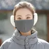 Máscara Quente para Outono e Inverno com Protetores Auriculares Forrados de Lã Feminina 3D Estéreo Proteção Auricular Duas em Uma para Ciclismo ao Ar Livre Máscara à Prova de Vento e Frio para Homens