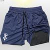 Shorts esportivos musculares da moda europeia e americana para corrida ao ar livre, agachamento, respirável, de camada dupla, secagem rápida, masculino, internacional