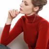 Suéter de Lana para Mujer 2018 Otoño/Invierno Nuevo Estilo Coreano Cuello Alto Rayado Chaqueta Versátil Manga Corta Base Suéter de Cachemira