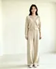 Pantalones de Guadaña de Lana Tencel Cintura Alta Elástica para Mujer Otoño/Invierno 2026 Nuevos Sueltos Cómodos Versátiles Pierna Ancha Casual Pantalones de Chándal