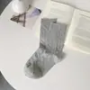 Meias Finas de Primavera e Verão para Mulheres, Meias de Cano Médio com Desenho de Trevo de Quatro Folhas Vazado Modernas, Meias de Algodão Vazadas Sem Costura Cor Creme Branco