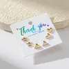 Venta al por mayor de pendientes minimalistas geométricos, ligeros y lujosos para mujer, con combinaciones de acero inoxidable en forma de estrella de cinco puntas, triángulo y corazón.
