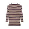 Comercio Exterior Ropa de Mujer 2026 Verano Moda Europea y Americana Casual Ribete Botón Diseño de Rayas Tejido para Mujer A37062