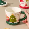Taza Navideña Creativa con Tapa, Taza de Café de Aspecto Elegante, Taza de Agua para Pareja, Taza de Cerámica, Regalo de Navidad, Regalo Pequeño