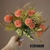 Flores Artificiales de Venta Caliente Transfronterizas en Colores de Otoño, Ramo de Crisantemos de 5 Cabezas, Crisantemo de Tenis de Mesa Estilo Europeo Adornos para Fotografía de Mesa de Comedor en Casa, Flores Artificiales