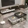 Mueble de TV de Piedra Sinterizada Moderno Minimalista Gabinete de Piso Sala de Estar Apartamento Pequeño Mueble de TV Extensible Lujo Ligero Combinación Integrada de Mesa de Café