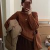 Suéter Holgado de Estilo Coreano con Cuello Alto Torcido de Viento Perezoso para Mujer Otoño e Invierno Nuevo Diseño Sentido Interior Suéter Top