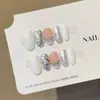 QianfanSweet Estilo PatentIns Uñas de Alta Gama Hailey, Uñas Portátiles Hechas a Mano Puras, Parches de Arte de Uñas, Uñas Postizas
