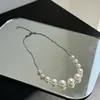 Espinhos, Prata Quebrada, Gipsofila, Colar de Pérolas, Novo Colar Feminino Simples e Versátil, Colar Corrente de Clavícula Feminino