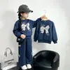 2026 Nuevo Conjunto Dulce de Moño Primavera y Otoño Sudadera y Pantalón de Chándal Estilo Salado Lindo Deportivo Conjunto de Dos Piezas para Niñas Ropa Infantil