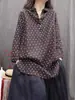 Camisa de Manga Larga Retro de Cuello Semiabierto, Holgada y Versátil, Personalizada, Artística, de Lunares, para Primavera y Otoño 2026
