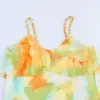 Vestido Midi Feminino Estampado em Camadas Decorativo de Verão Estilo Europeu e Americano 12439