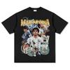 Fútbol Diego Maradona Rey del Fútbol Argentino Camiseta Estampada de Manga Corta Sudadera con Capucha de Peso Pesado Cuello Redondo 250g