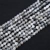 Suministro directo de fábrica, pulsera de cuentas de cristal de cabello negro natural con cuentas tejidas DIY, cuentas sueltas, cuentas redondas blancas y negras, accesorios de joyería