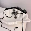 Collar de Cruz de Encaje Negro Gótico Disfraz de Halloween Gargantilla Dulce Fresca Correa para el Cuello Gargantilla Accesorios