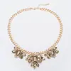 Collar Corto Choker de Cristal Dorado Europeo y Americano Boda Novia Vestido de Novia Joyería Exagerada N315