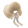 Sombrero de Paja con Cinta de Encaje Estilo Coreano Sombrero de Pescador con Cordones para Mujer Verano Playa Combinable Estilo Japonés Fresco Sombra Sombrero de Playa