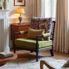 Silla de Perlas Vintage Estilo Francés Diseñador Sofá Individual de Gama Alta Silla Sala de Estar Estilo Americano Madera Maciza Tela Ocio Silla Tigre