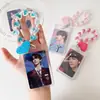 Portatarjetas Transparente con Forma de Corazón Hisocute para Tarjetas de Fotos de Ídolos, Colgante Pantalla de Llavero Acrílico