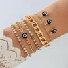 Joyería Transfronteriza, Colgante de Ojo de Moda y Personalizado, Pulsera Multicapa, Pulsera Sencilla de Cadena de Diamantes, Conjunto de Cinco Piezas