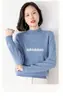 Suéter de Punto Holgado de Cuello Alto Medio, Nuevo para Otoño e Invierno, Talla Grande, Camiseta Interior de Punto, Azul Niebla, Talla Única, Blanco y Negro, Albaricoque