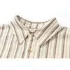 3Qmode Estilo Nuevo Primavera y Otoño Estilo Japonés Retro Estilo Artístico Camisa de Manga Larga para Hombre Casual Algodón Rayas Cs06