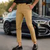 Atacado Transfronteiriço Verão Finos Calças Masculinas Tendência Seda Gelada Caimento Casual Calças Longas Masculinas Slim Cropped Calças Sociais
