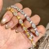 Pulsera de corindón rojo tesoro de color antiguo medio hecha a mano con diamantes de alto carbono y huevo de paloma cepillado, estilo dinero antiguo francés para mujer